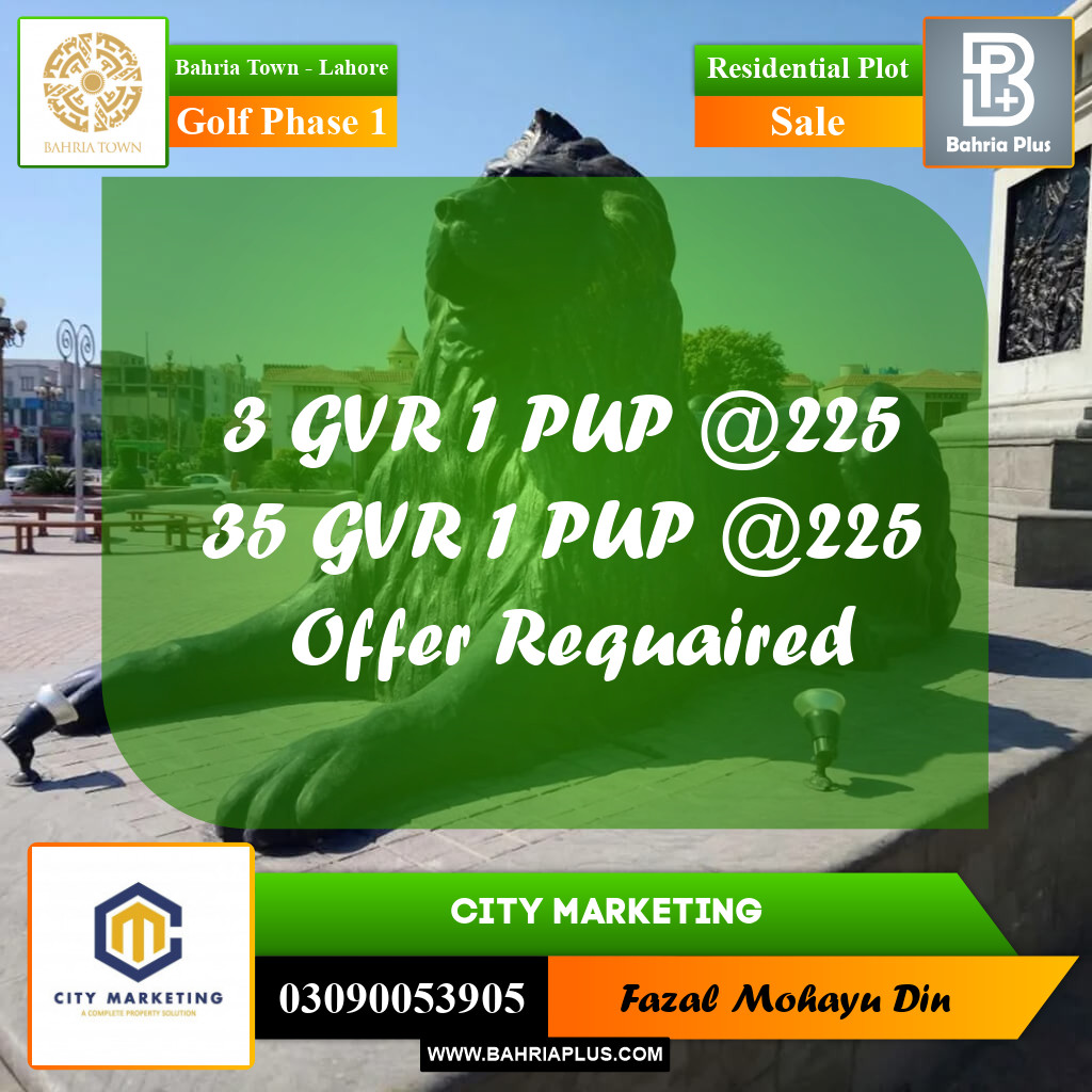 1 Kanal Residential Plot for Sale in Golf Phase 1 -  Bahria Town, Lahore - (BP-277415)