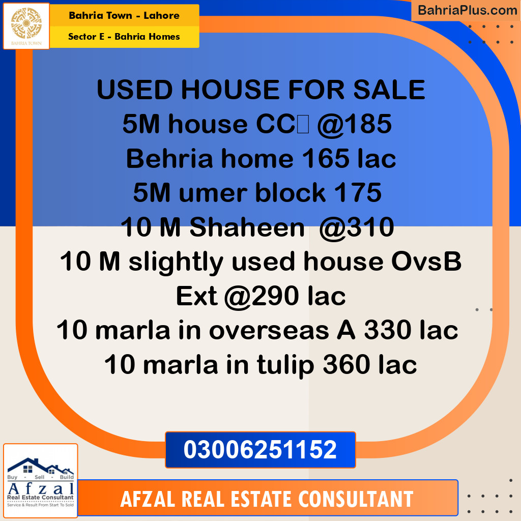 10 Marla Residential House for Sale in Sector E - Bahria Homes -  Bahria Town, Lahore - (BP-277435)