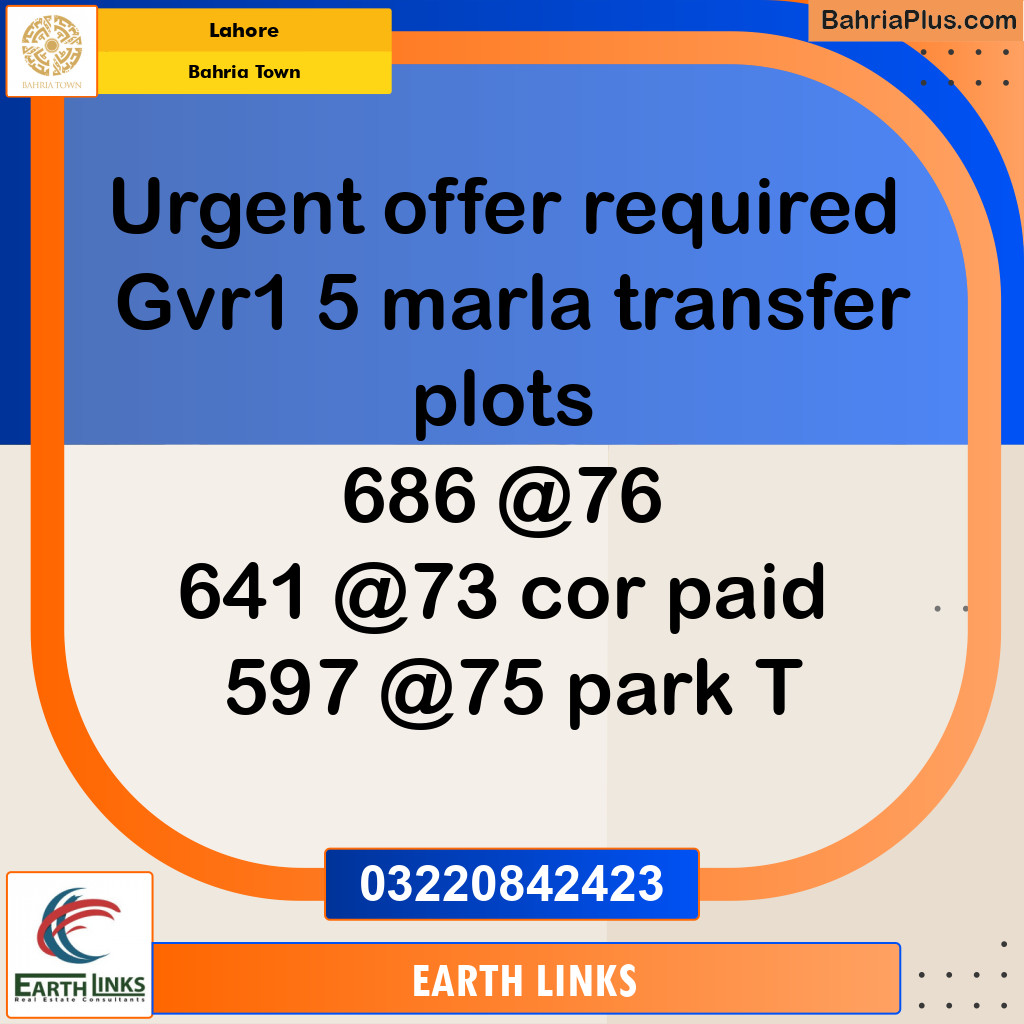 Residential Plot for Sale in Bahria Town, Lahore - (BP-277460)