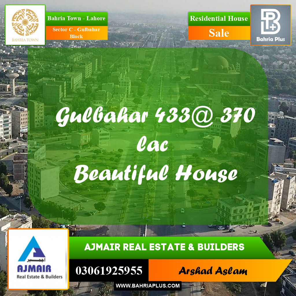 Residential House for Sale in Sector C - Gulbahar Block -  Bahria Town, Lahore - (BP-277512)