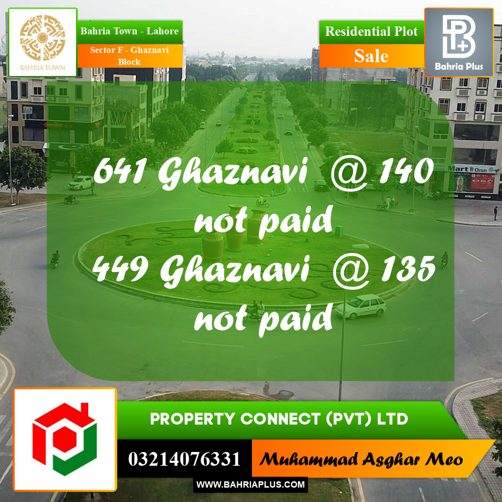 10 Marla Residential Plot for Sale in Sector F - Ghaznavi Block -  Bahria Town, Lahore - (BP-277530)