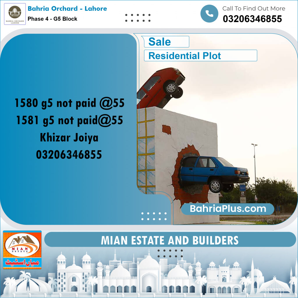 10 Marla Residential Plot for Sale in Phase 4 - G5 Block -  Bahria Orchard, Lahore - (BP-277531)