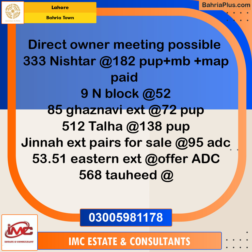 Residential Plot for Sale in Bahria Town, Lahore - (BP-277555)