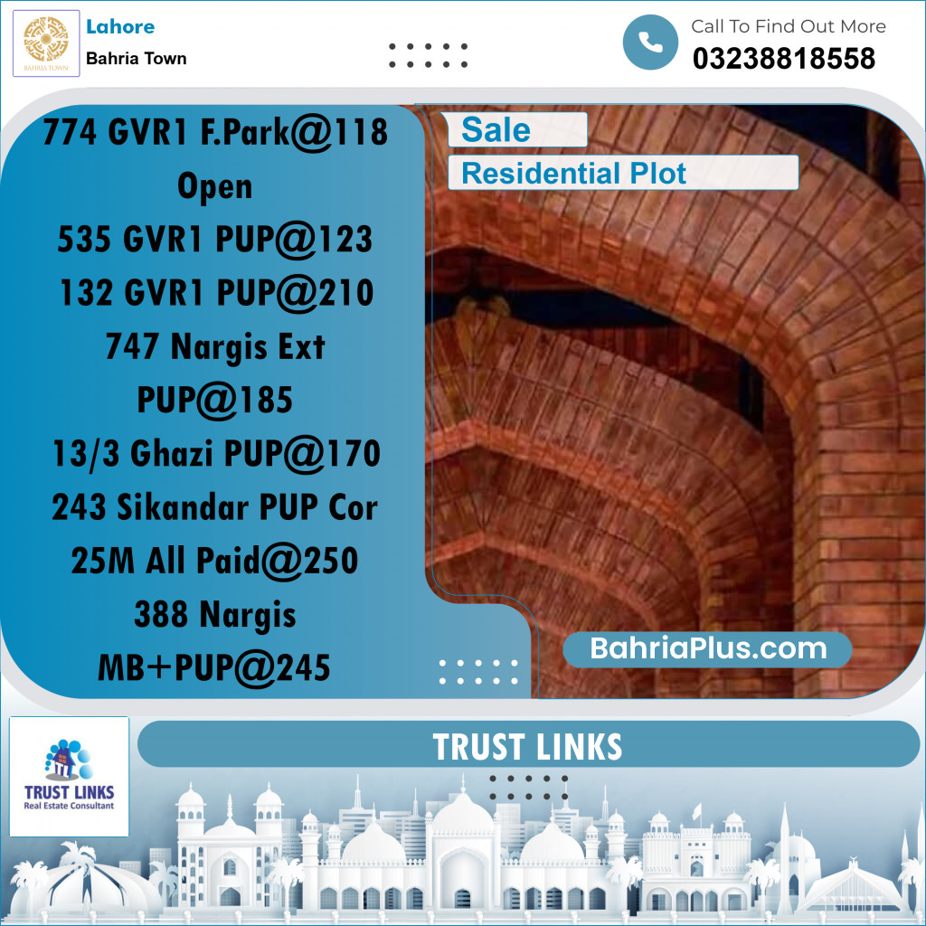 Residential Plot for Sale in Bahria Town, Lahore - (BP-277579)