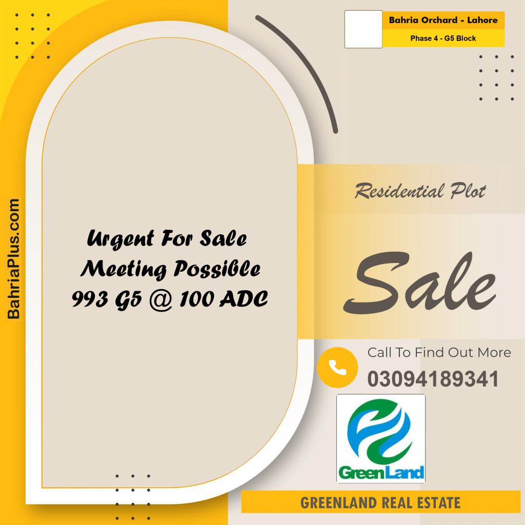 10 Marla Residential Plot for Sale in Phase 4 - G5 Block -  Bahria Orchard, Lahore - (BP-277589)