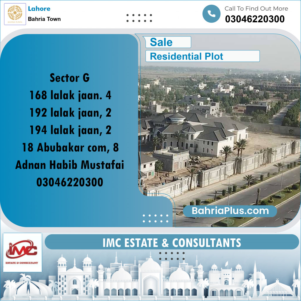 Residential Plot for Sale in Bahria Town, Lahore - (BP-277599)