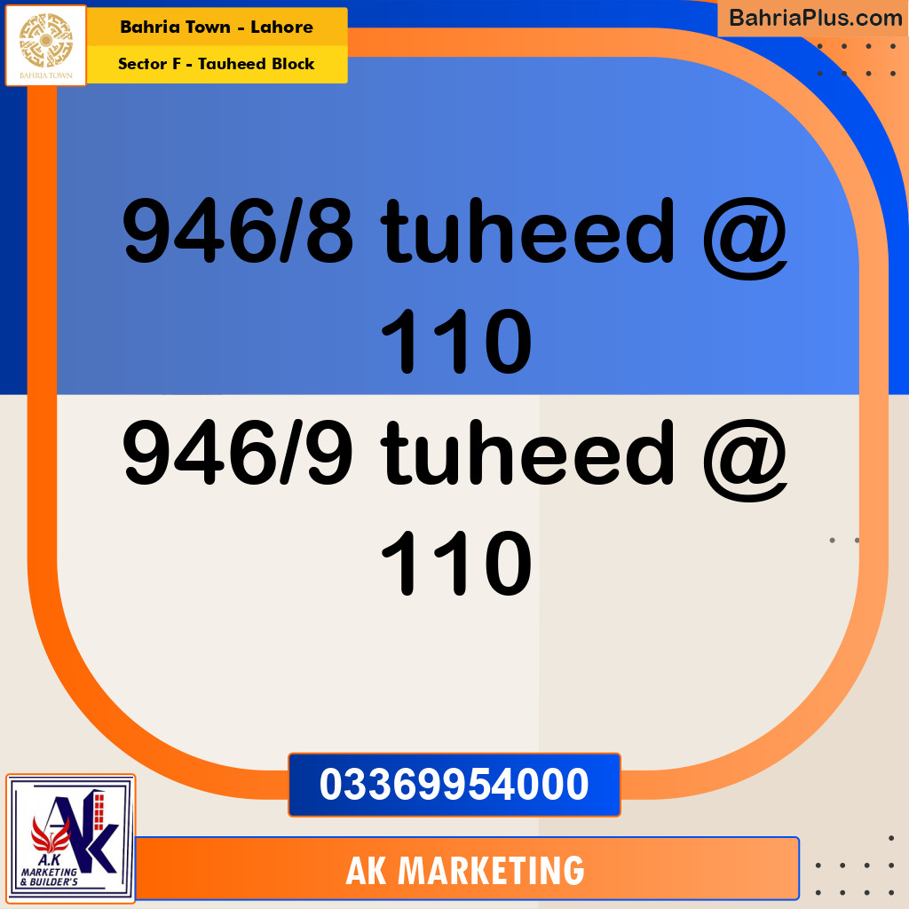 10 Marla Residential Plot for Sale in Sector F - Tauheed Block -  Bahria Town, Lahore - (BP-277663)