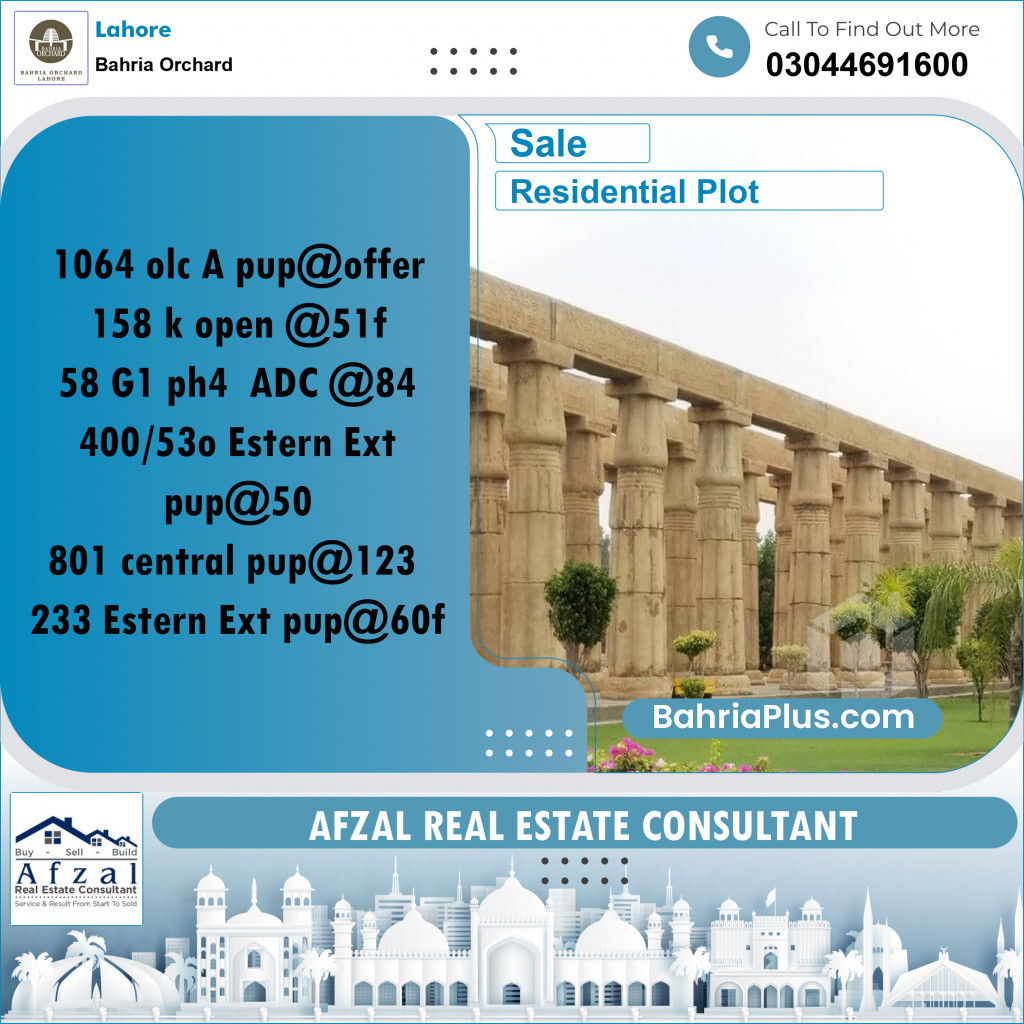 Residential Plot for Sale in Bahria Orchard, Lahore - (BP-277718)