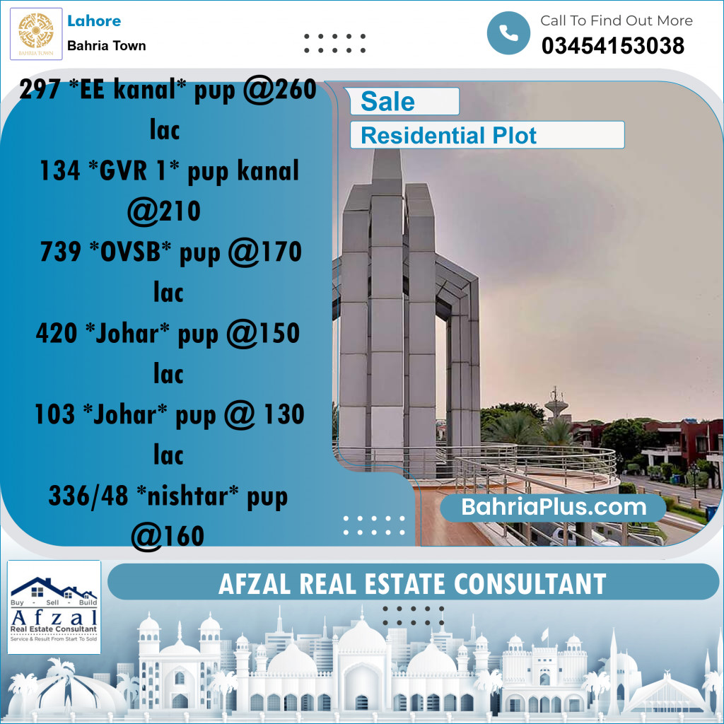 Residential Plot for Sale in Bahria Town, Lahore - (BP-277728)
