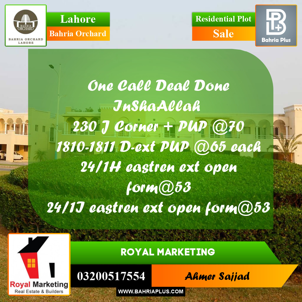 Residential Plot for Sale in Bahria Orchard, Lahore - (BP-277748)