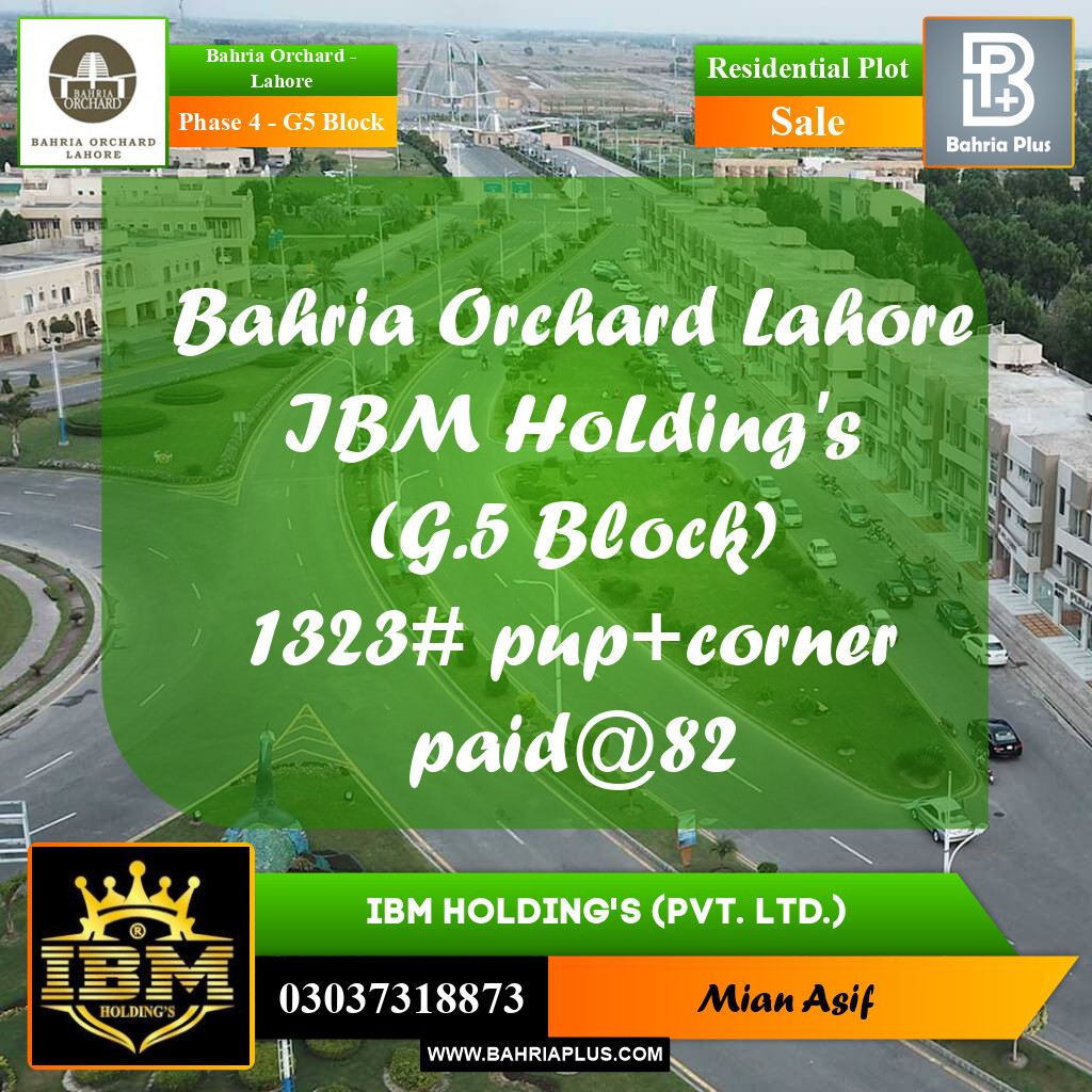 10 Marla Residential Plot for Sale in Phase 4 - G5 Block -  Bahria Orchard, Lahore - (BP-277772)