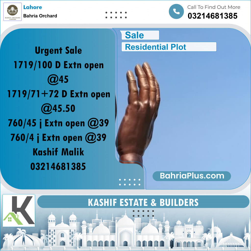 Residential Plot for Sale in Bahria Orchard, Lahore - (BP-277777)