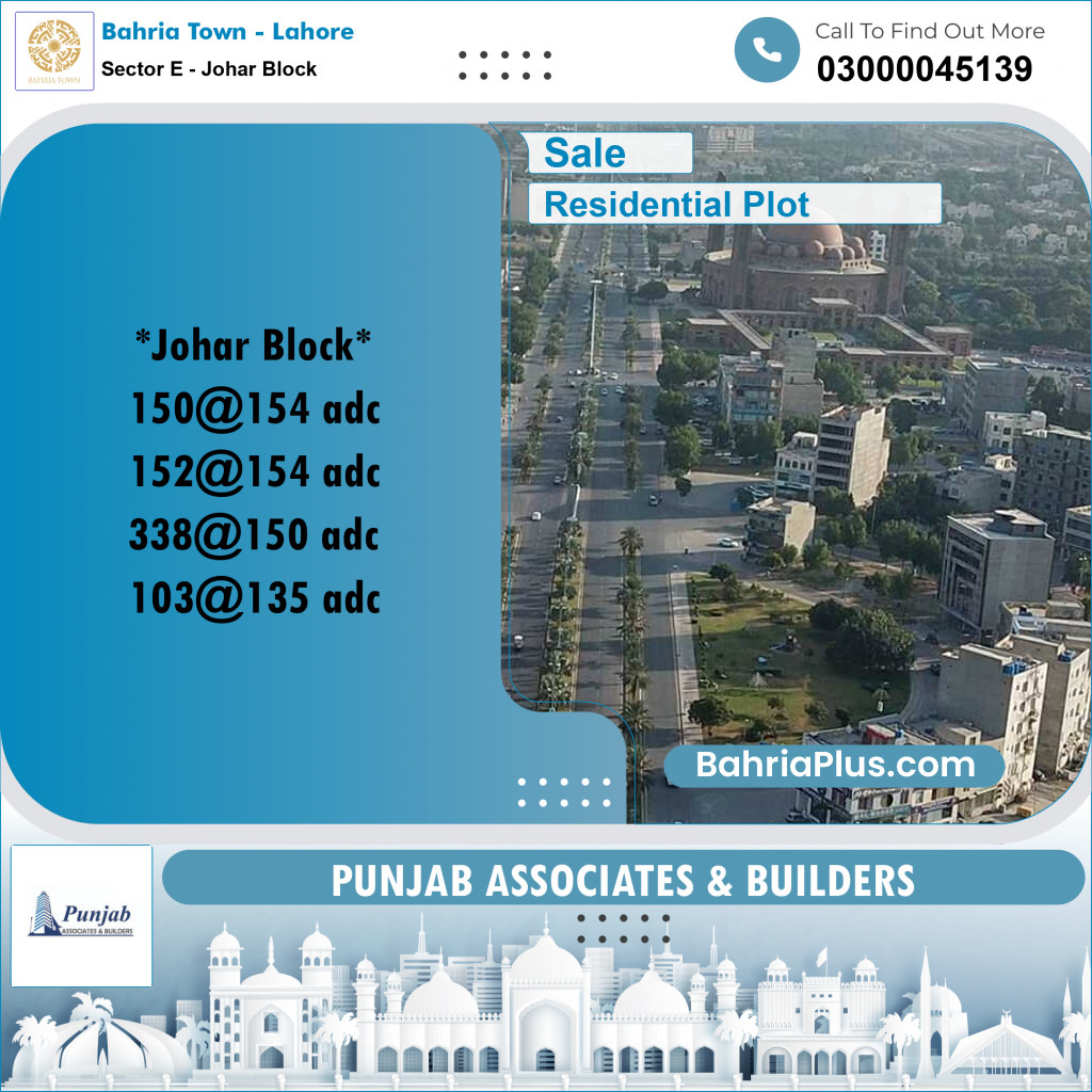 10 Marla Residential Plot for Sale in Sector E - Johar Block -  Bahria Town, Lahore - (BP-277789)