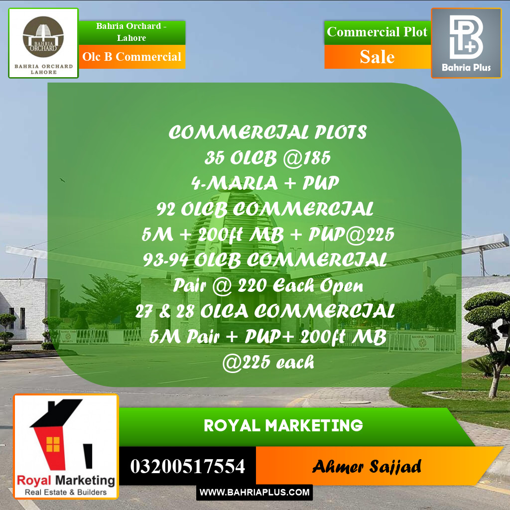 Commercial Plot for Sale in OLC B Commercial -  Bahria Orchard, Lahore - (BP-277849)