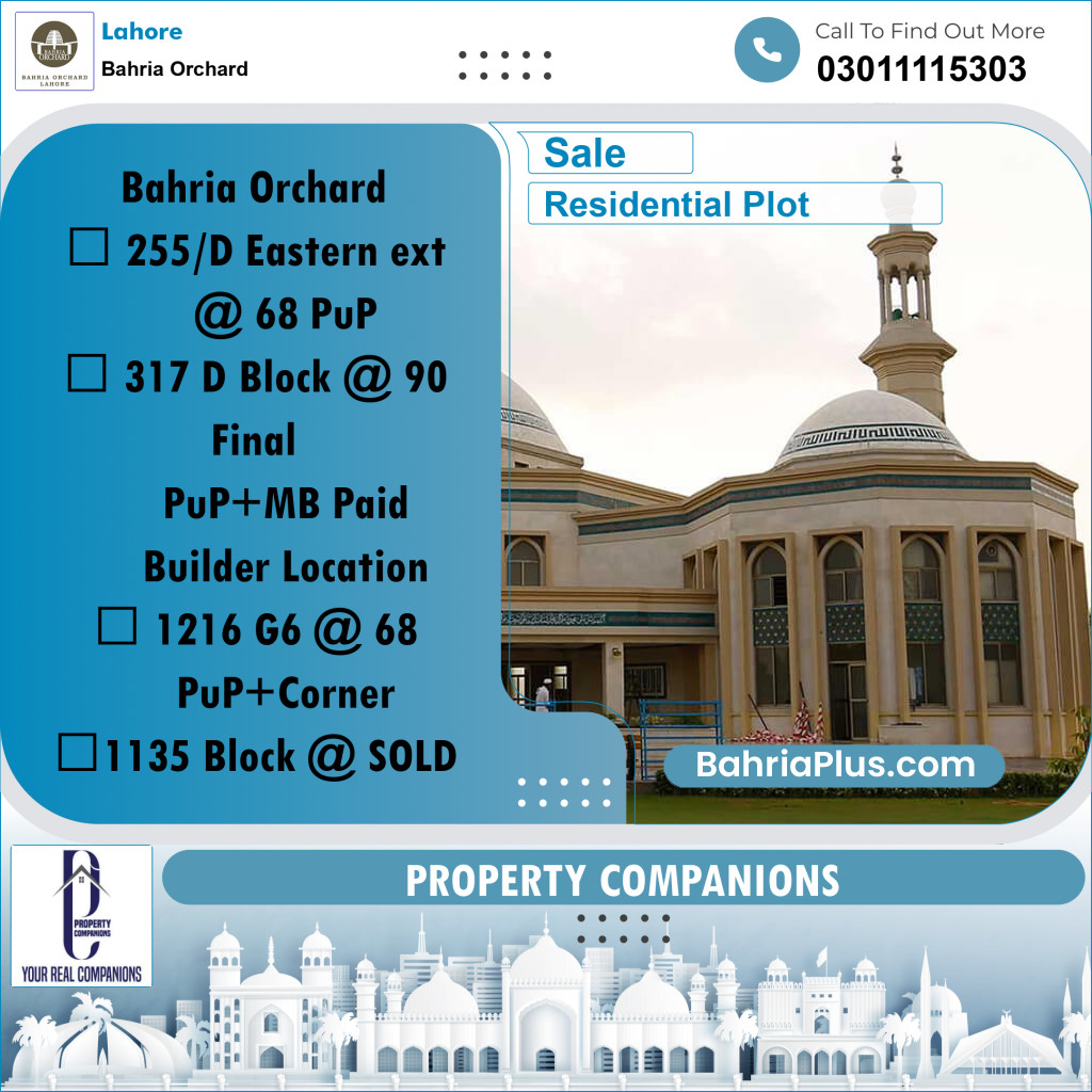 Residential Plot for Sale in Bahria Orchard, Lahore - (BP-277864)