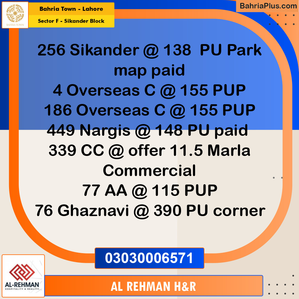 10 Marla Residential Plot for Sale in Sector F - Sikander Block -  Bahria Town, Lahore - (BP-277948)