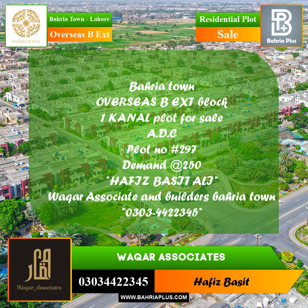 1 Kanal Residential Plot for Sale in Overseas B Ext -  Bahria Town, Lahore - (BP-277950)