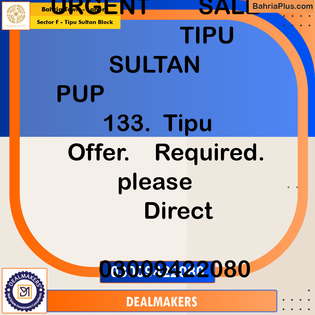 10 Marla Residential Plot for Sale in Sector F - Tipu Sultan Block -  Bahria Town, Lahore - (BP-277960)