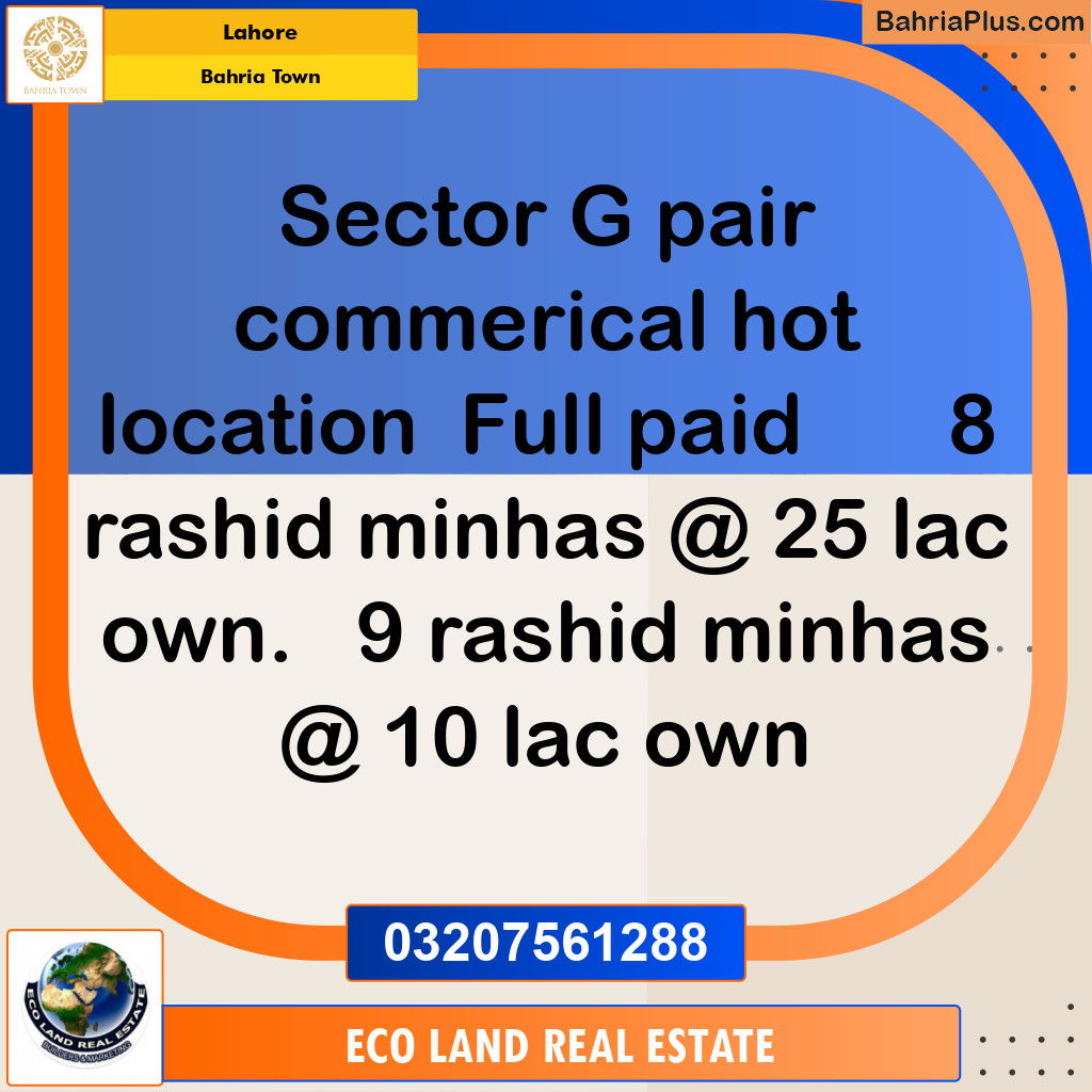 5 Marla Commercial Plot for Sale in Bahria Town, Lahore - (BP-277980)