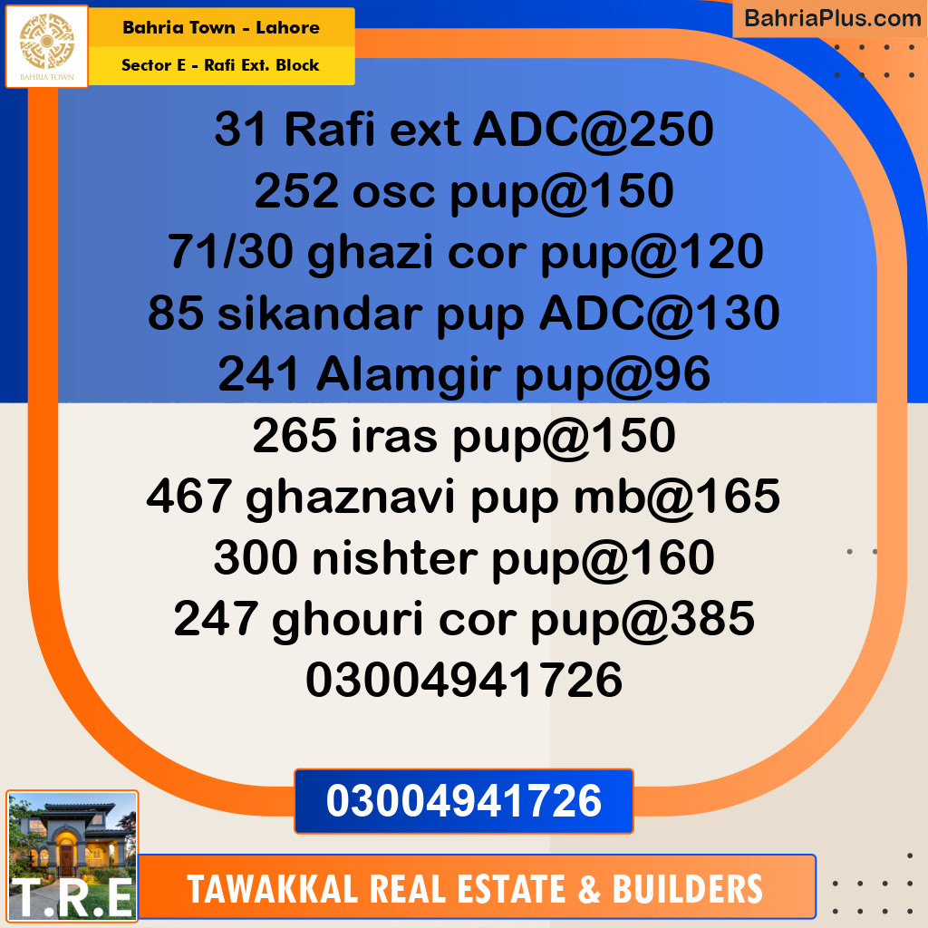 1 Kanal Residential Plot for Sale in Sector E - Rafi Ext. Block -  Bahria Town, Lahore - (BP-278012)