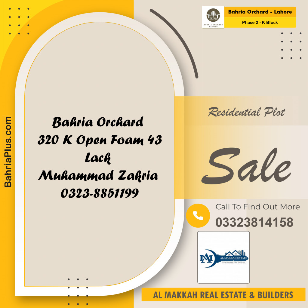 5 Marla Residential Plot for Sale in Phase 2 - K Block -  Bahria Orchard, Lahore - (BP-278018)