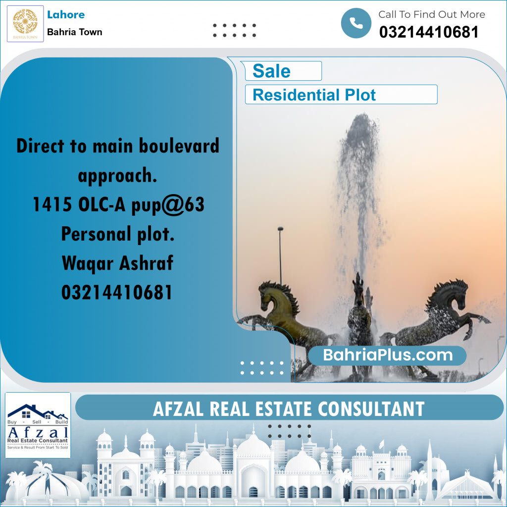 Residential Plot for Sale in Bahria Town, Lahore - (BP-278030)
