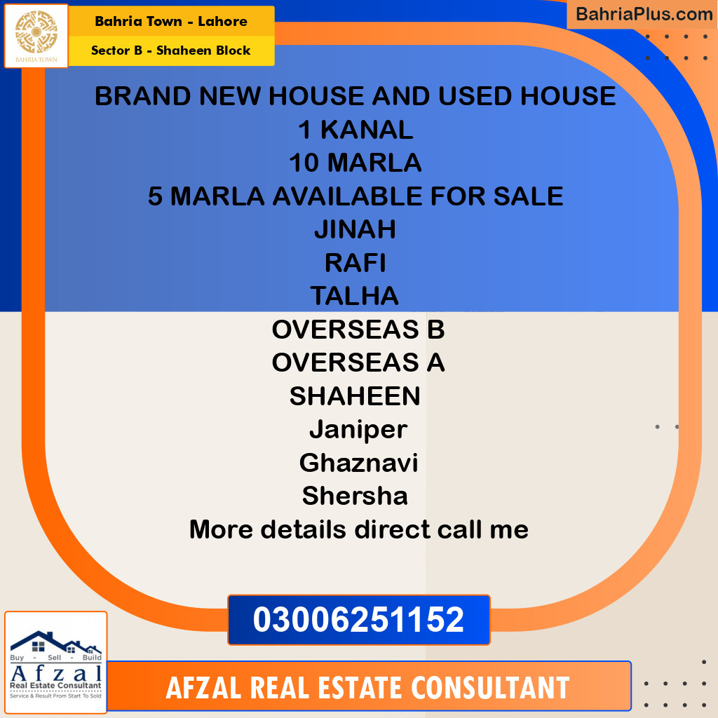 10 Marla Residential House for Sale in Sector B - Shaheen Block -  Bahria Town, Lahore - (BP-278033)