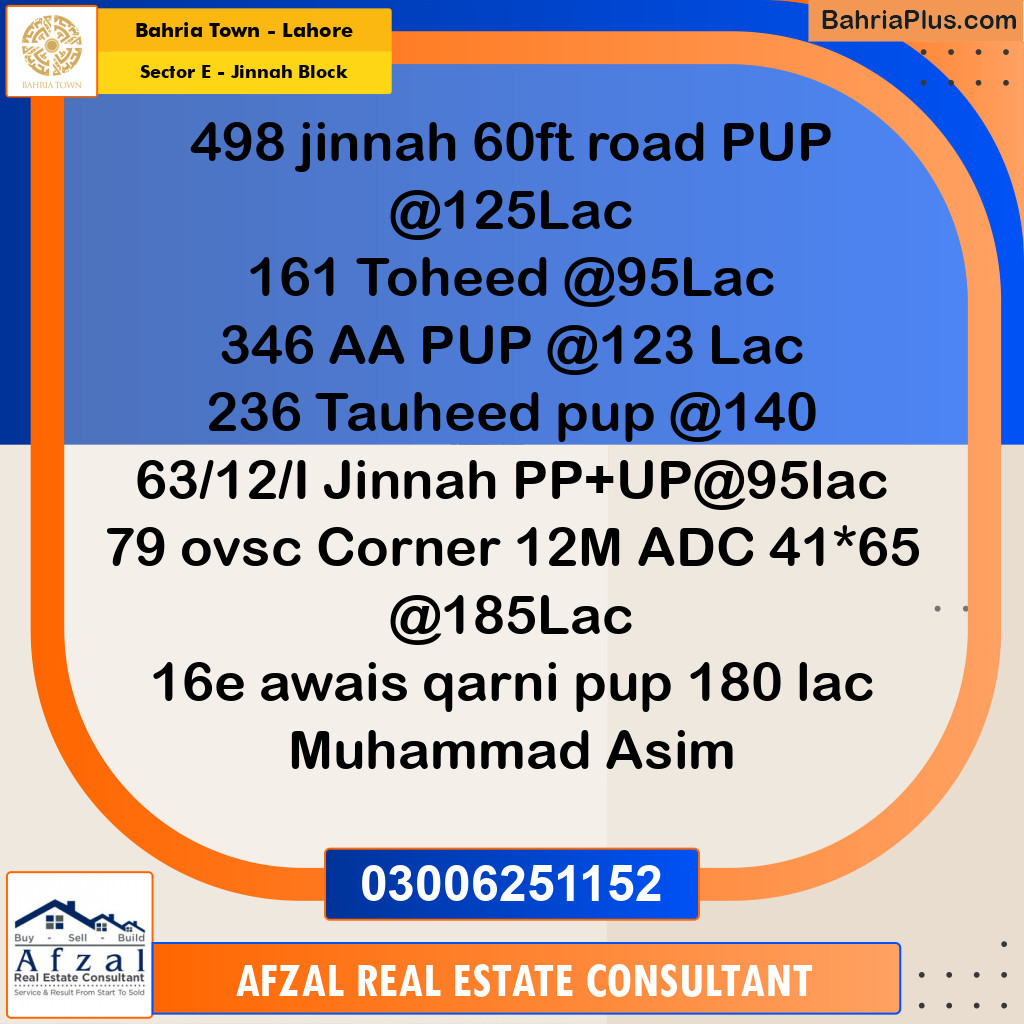 10 Marla Residential Plot for Sale in Sector E - Jinnah Block -  Bahria Town, Lahore - (BP-278040)