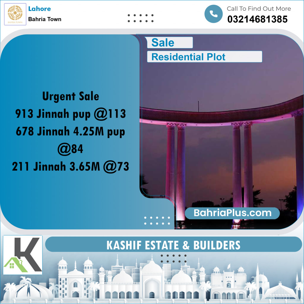 Residential Plot for Sale in Bahria Town, Lahore - (BP-278065)