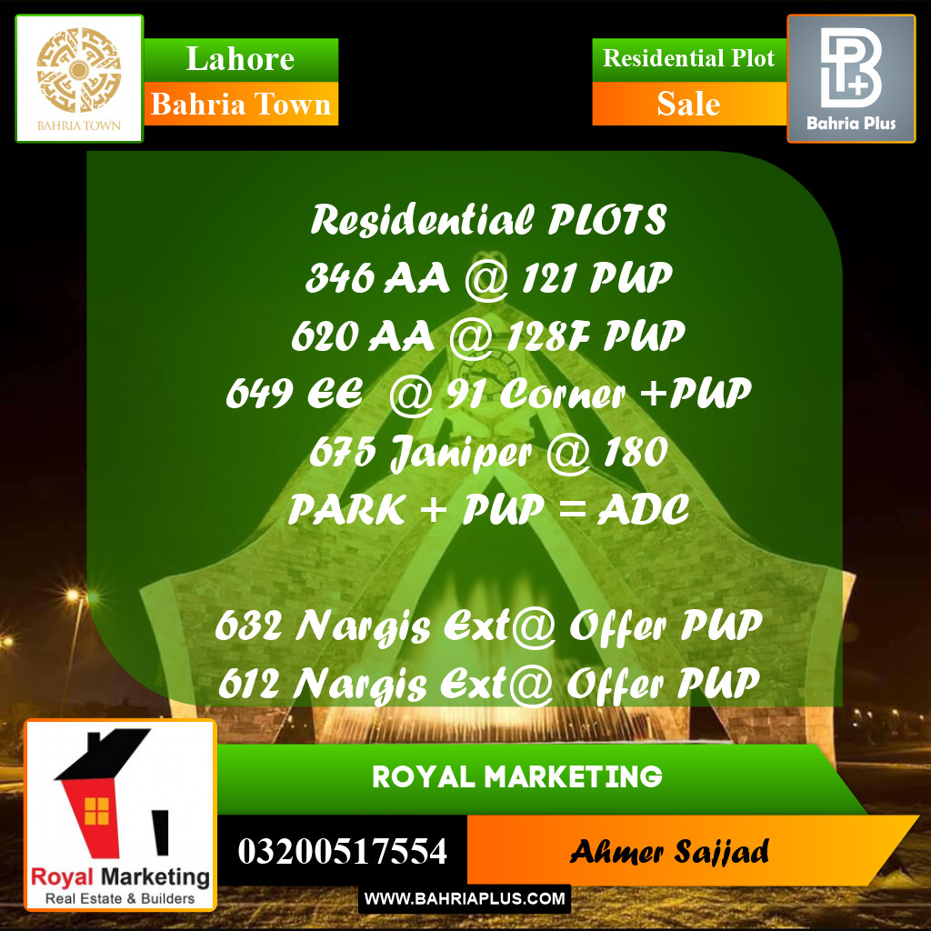 Residential Plot for Sale in Bahria Town, Lahore - (BP-278071)