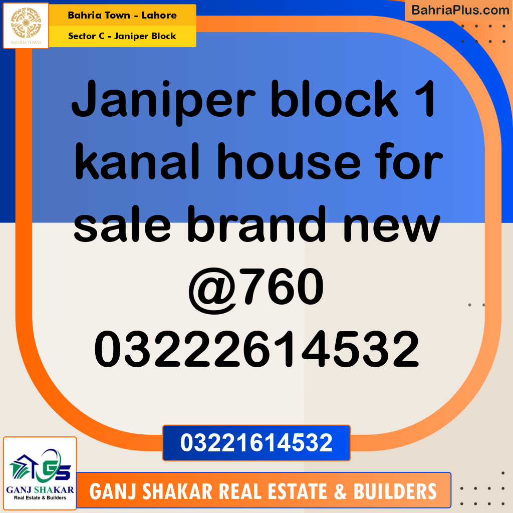 1 Kanal Residential House for Sale in Sector C - Janiper Block -  Bahria Town, Lahore - (BP-278143)