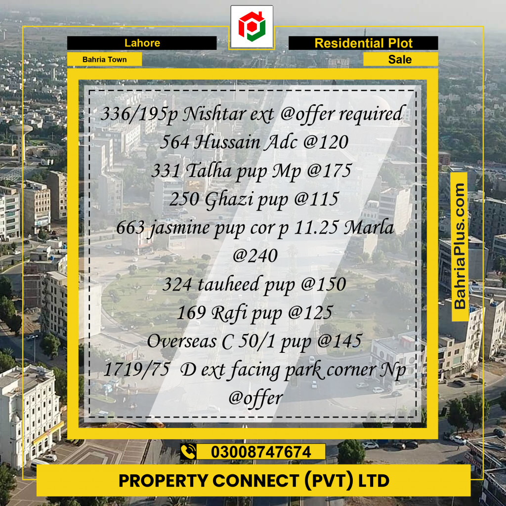 Residential Plot for Sale in Bahria Town, Lahore - (BP-278151)