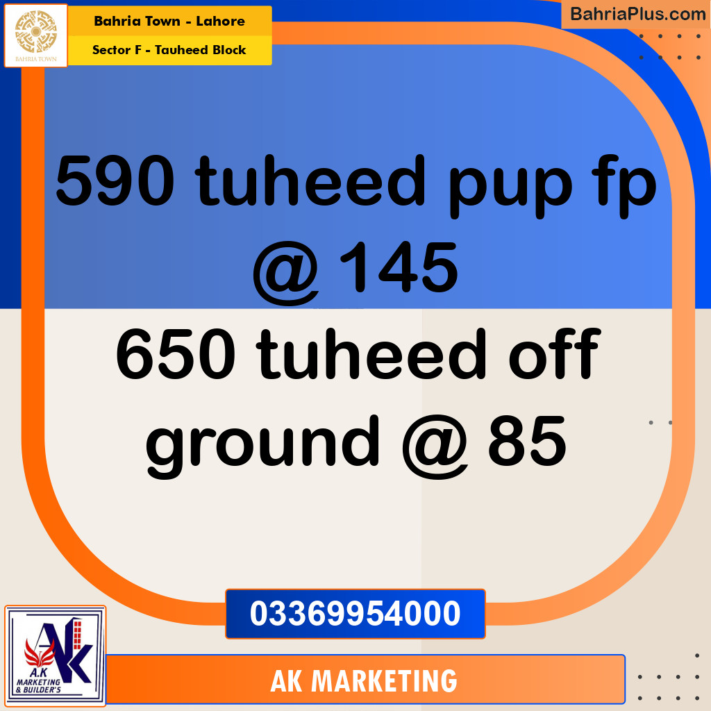 10 Marla Residential Plot for Sale in Sector F - Tauheed Block -  Bahria Town, Lahore - (BP-278158)