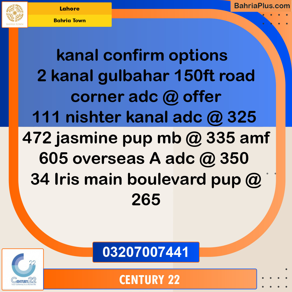 Residential Plot for Sale in Bahria Town, Lahore - (BP-278171)