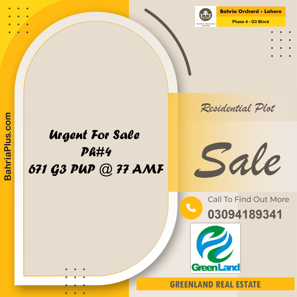 10 Marla Residential Plot for Sale in Phase 4 - G3 Block -  Bahria Orchard, Lahore - (BP-278234)