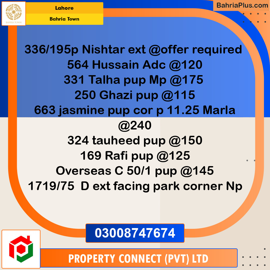 Residential Plot for Sale in Bahria Town, Lahore - (BP-278245)