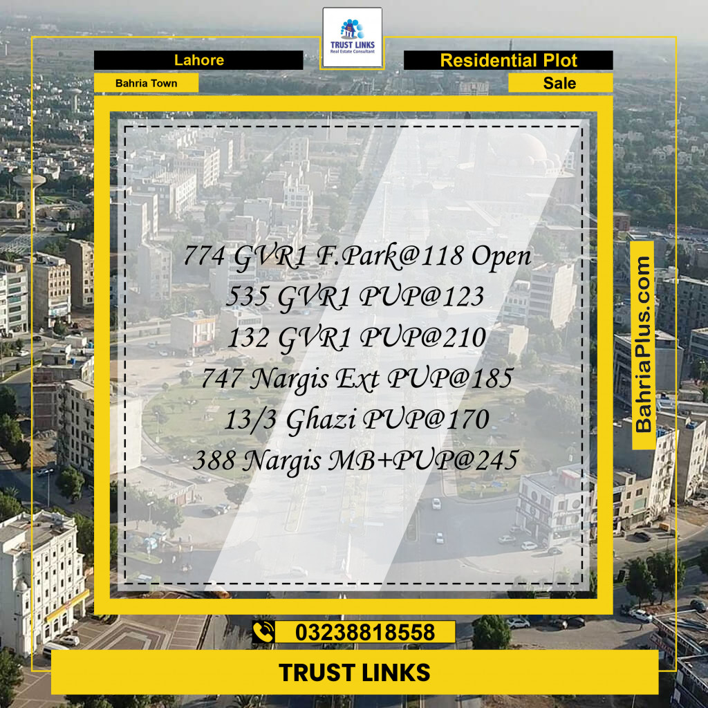 Residential Plot for Sale in Bahria Town, Lahore - (BP-278266)