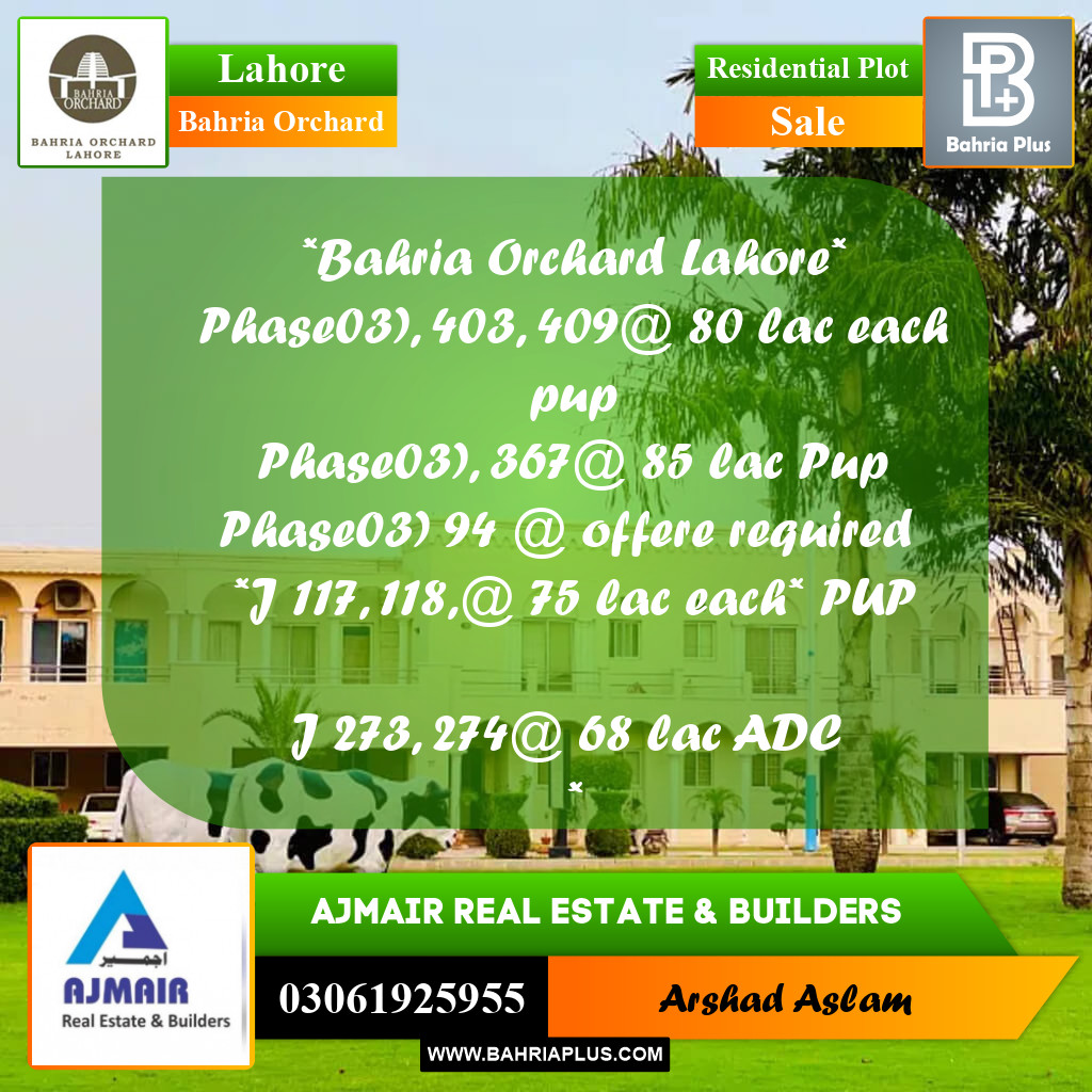 Residential Plot for Sale in Bahria Orchard, Lahore - (BP-278270)