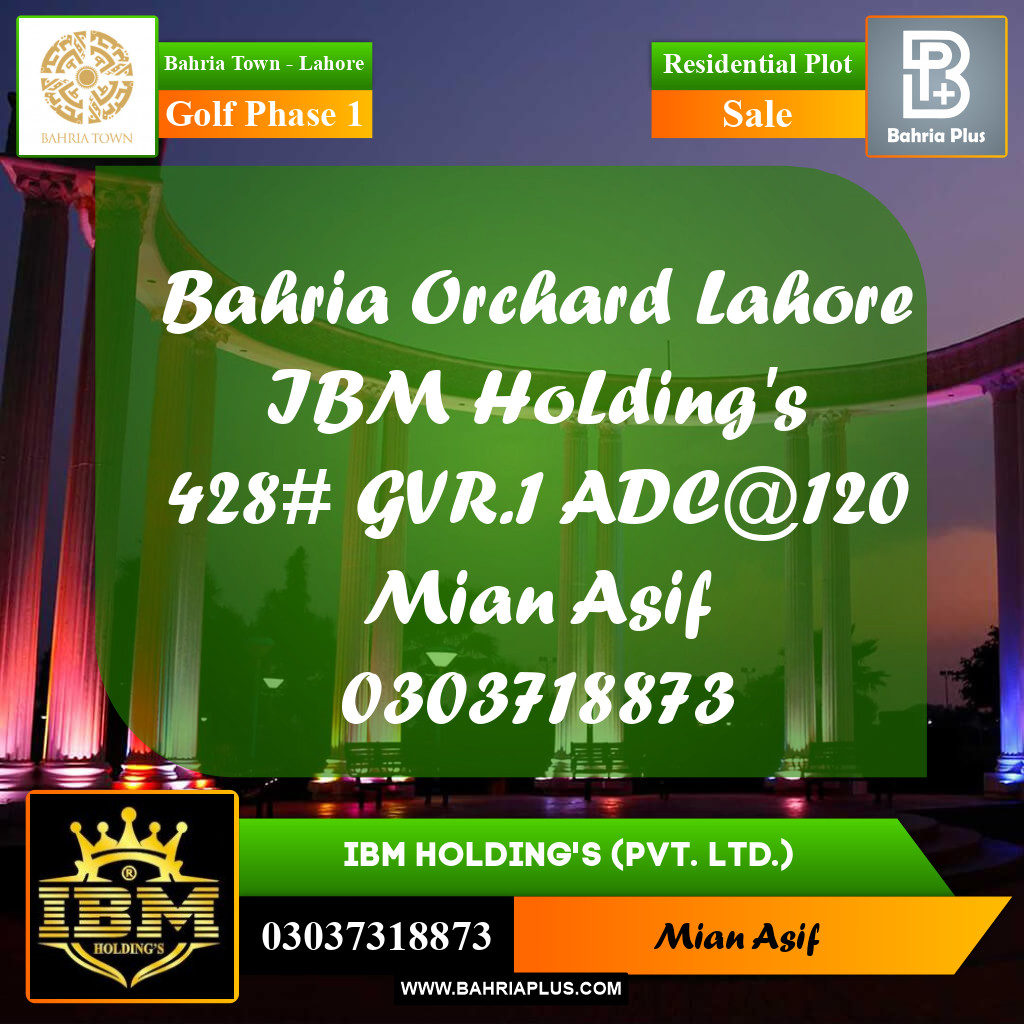 10 Marla Residential Plot for Sale in Golf Phase 1 -  Bahria Town, Lahore - (BP-278297)