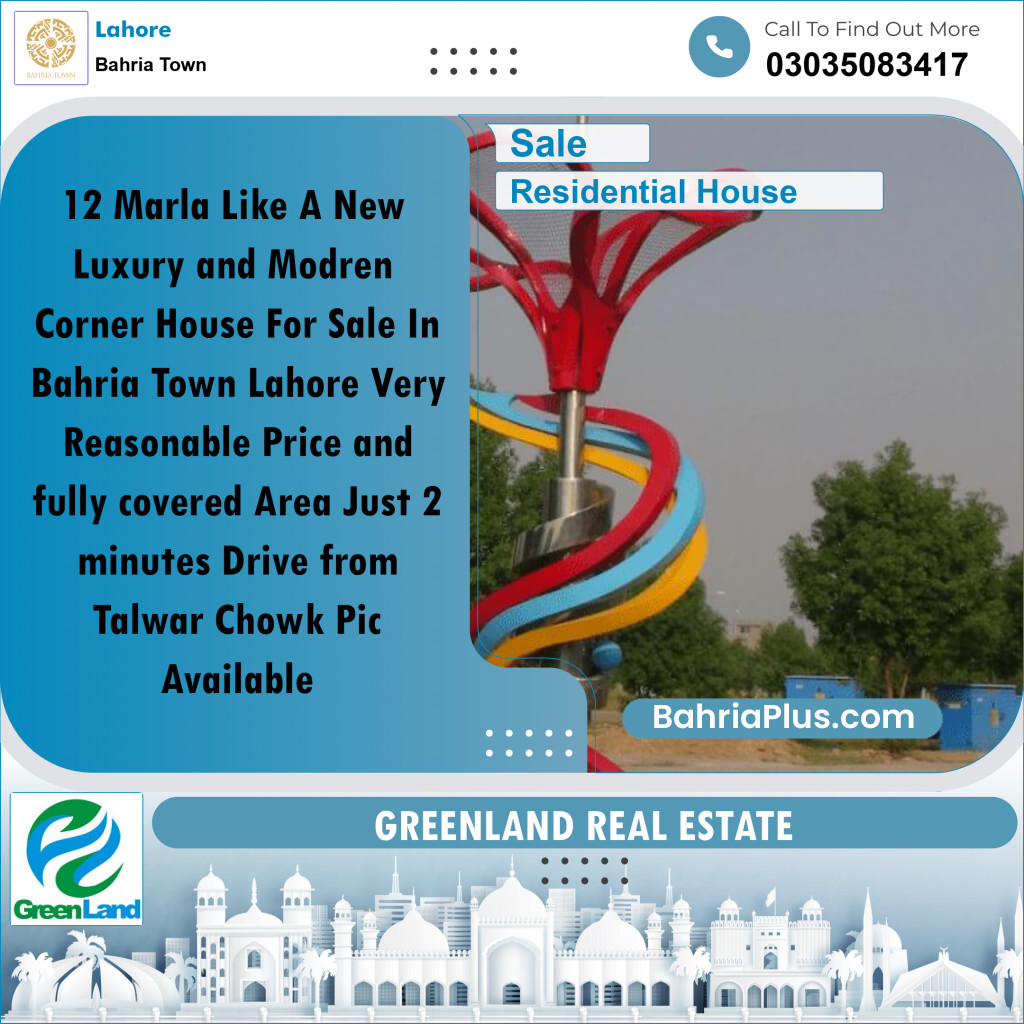 12 Marla Residential House for Sale in Bahria Town, Lahore - (BP-278309)
