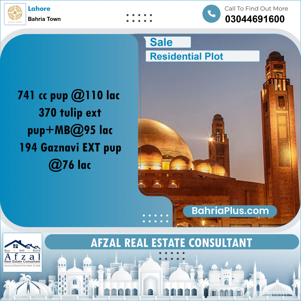 Residential Plot for Sale in Bahria Town, Lahore - (BP-278321)