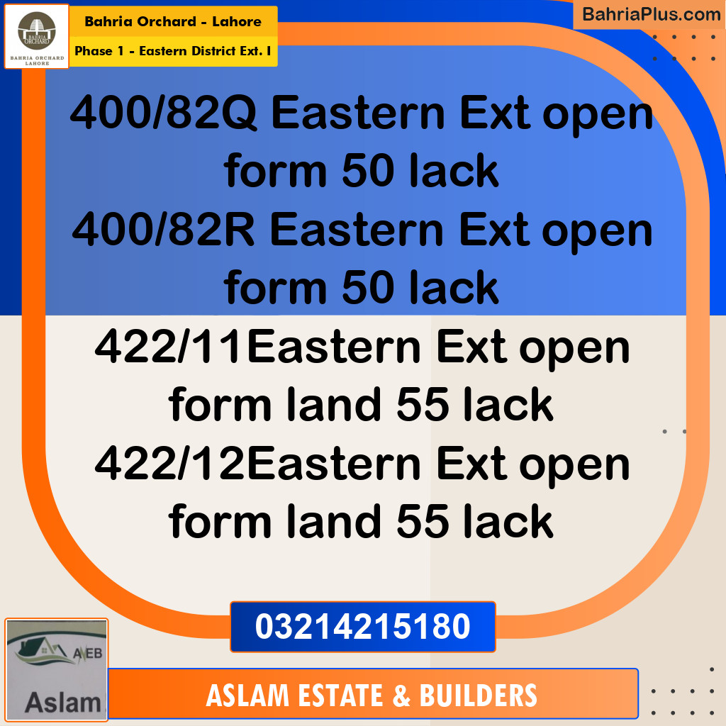 5 Marla Residential Plot for Sale in Phase 1 - Eastern District Ext. I -  Bahria Orchard, Lahore - (BP-278340)