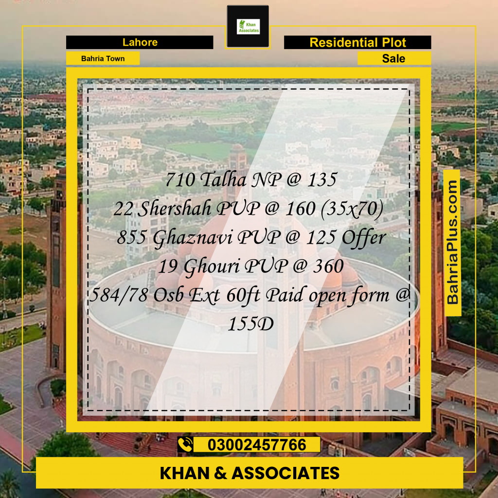 Residential Plot for Sale in Bahria Town, Lahore - (BP-278357)