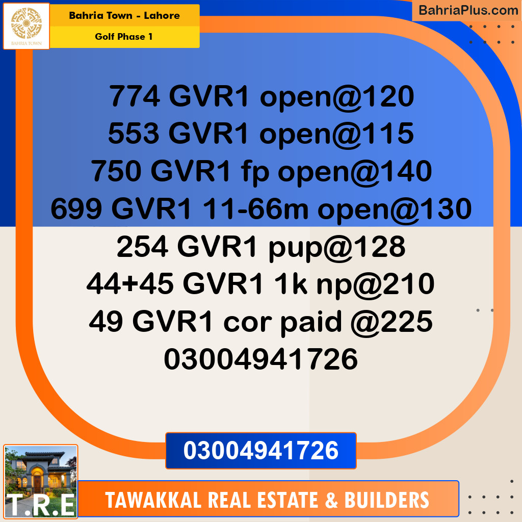 10 Marla Residential Plot for Sale in Golf Phase 1 -  Bahria Town, Lahore - (BP-278375)