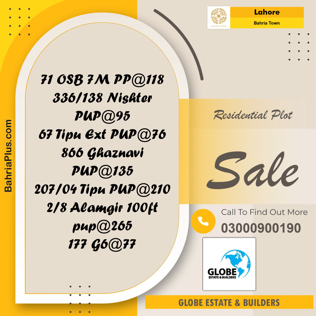 Residential Plot for Sale in Bahria Town, Lahore - (BP-278406)