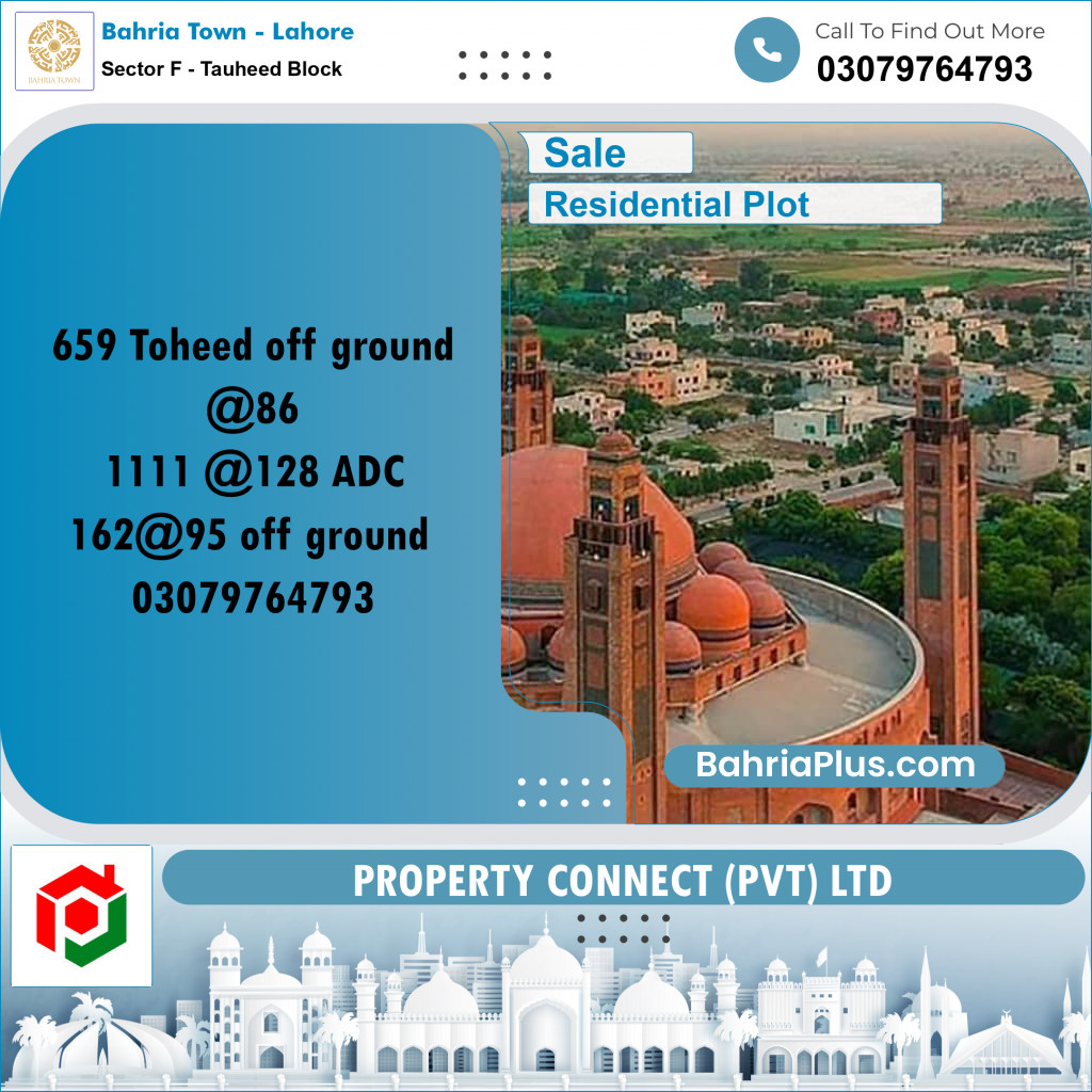 10 Marla Residential Plot for Sale in Sector F - Tauheed Block -  Bahria Town, Lahore - (BP-278414)