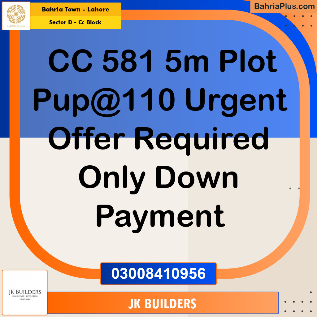 5 Marla Residential Plot for Sale in Sector D - CC Block -  Bahria Town, Lahore - (BP-278439)