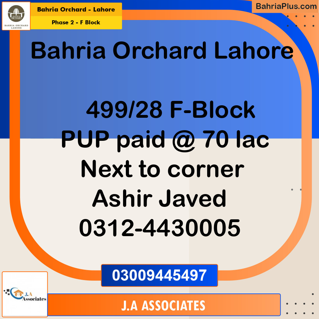 8 Marla Residential Plot for Sale in Phase 2 - F Block -  Bahria Orchard, Lahore - (BP-278444)