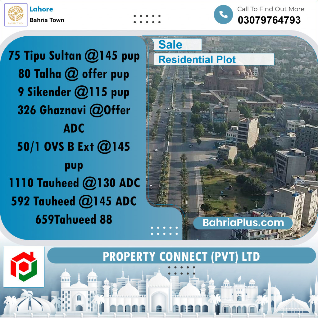 Residential Plot for Sale in Bahria Town, Lahore - (BP-278453)