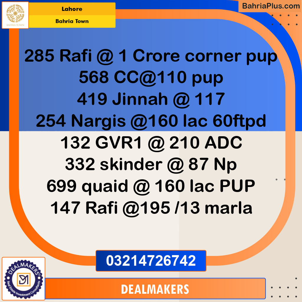 Residential Plot for Sale in Bahria Town, Lahore - (BP-278471)